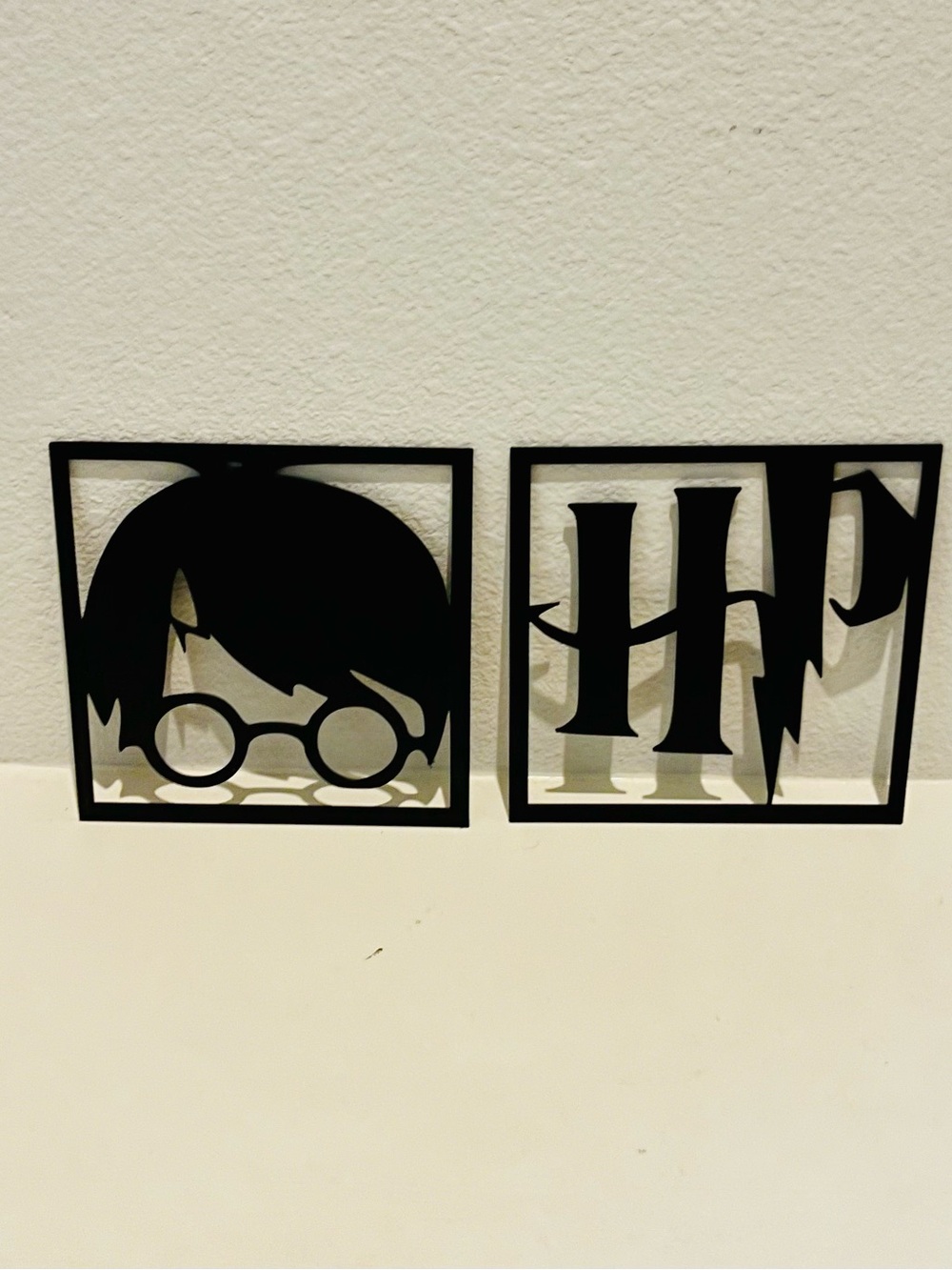 Black HP Inspired Wizard Wall Decor - Harry Glasses Silhouette